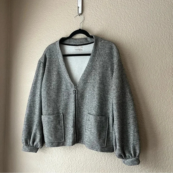 Urban Outfitters Cropped Balloon Sleeve Jacket Full Zip Gray Size XS - Picture 5 of 10